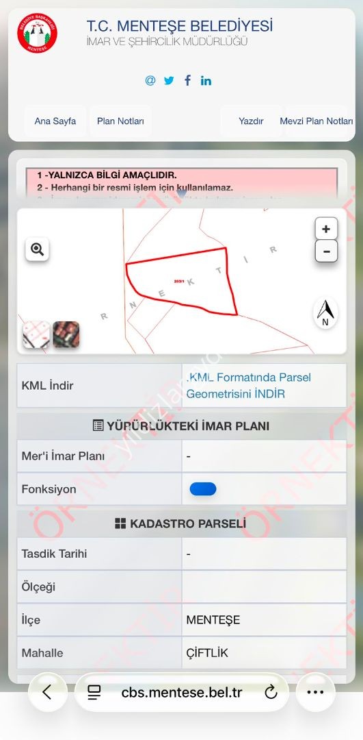 MUĞLA MENTEŞE ÇİFTLİK’TE ASFALT YOLA SIFIR 11.872 M² SATILIK TARLA
